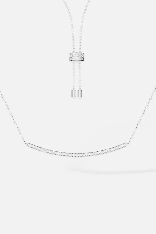 APM MONACO AC2945OX Adjustable Necklace with Paved Arched Pendant | 鋪鑽拱形吊墜可調式頸鏈 (銀色) - LondonKelly 英國名牌代購