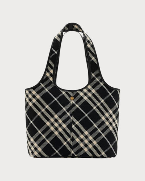 BURBERRY Check Tote Black Leather(Small/Black) - LONDONKELLY 英國名牌代購