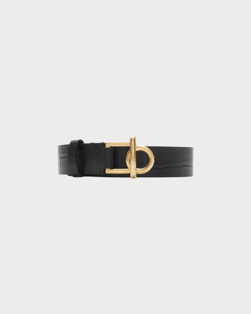 BURBERRY Leather Rocking Horse Belt Croc - Effect Black | 博柏利 鱷魚紋皮皮帶 (黑色) - LONDONKELLY 英國名牌代購