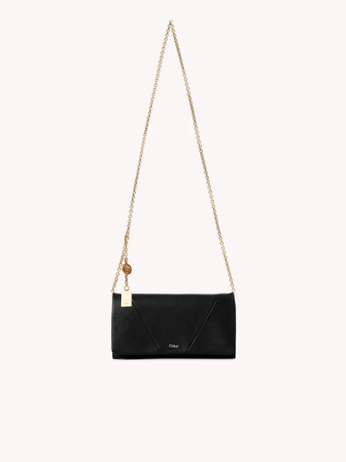CHLOE Spin Flap Wallet On Chain In Grained Leather | 蔻依 銀包連鏈帶 (黑色) - LondonKelly 英國名牌代購