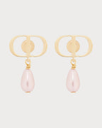 CHRISTIAN DIOR Petit CD Earrings Gold - Finish Metal and Iridescent Pink Resin Pearls | 迪奧 耳環 (粉紅色) - LONDONKELLY 英國名牌代購