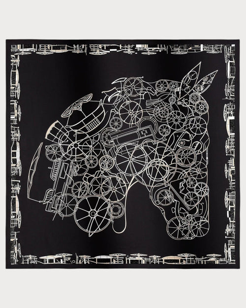 HERMES Complication Equestre Embroidered Scarf 90 | 愛馬仕 頸巾 (黑色) - LONDONKELLY 英國名牌代購