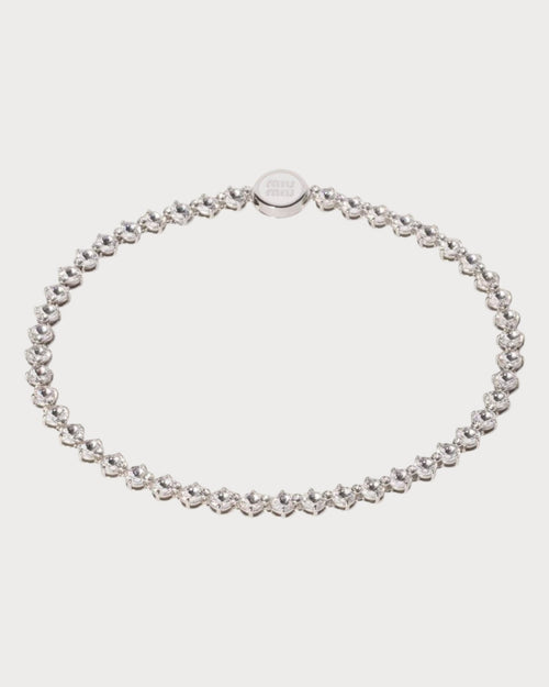 MIU MIU Metal Necklace with Crystals | 繆繆 水晶頸鏈 (銀色) - LONDONKELLY 英國名牌代購