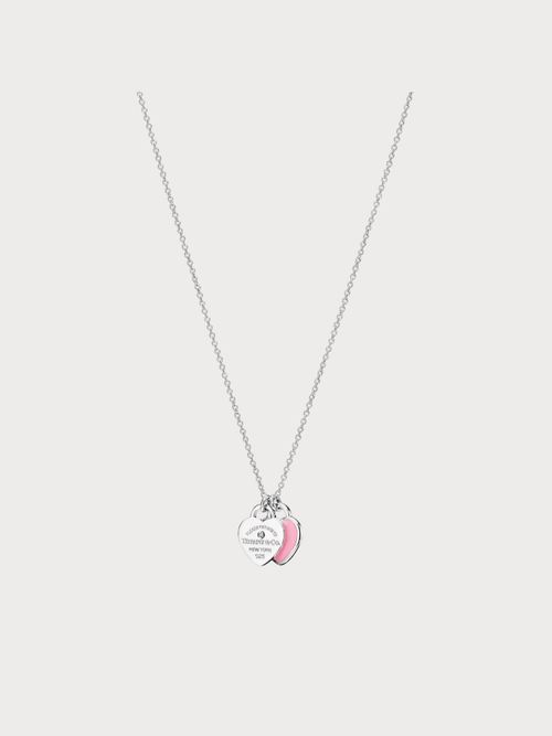 TIFFANY & CO. Double Heart Tag Pendant in Silver with a Diamond(Mini/4 Colors) - LONDONKELLY 英國名牌代購