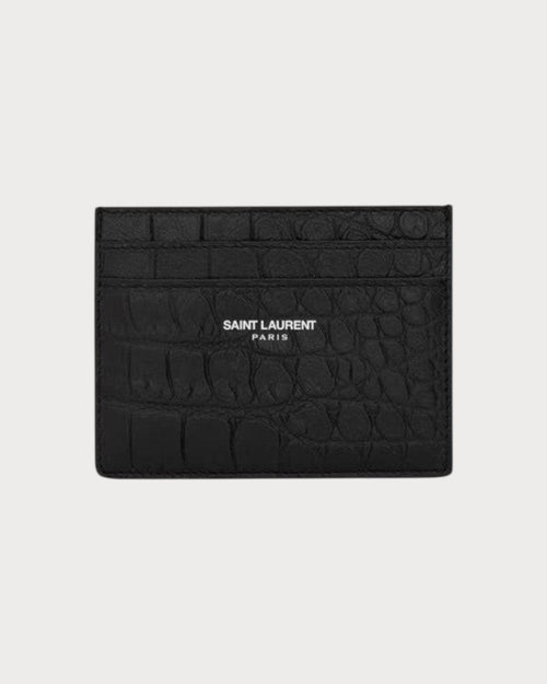 YSL SAINT LAURENT Men's Paris Credit Card Case In Crocodile - Embossed Leather | 聖羅蘭 男仕卡套 (黑色) - LONDONKELLY 英國名牌代購