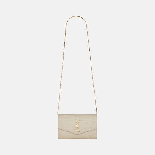 YSL SAINT LAURENT Uptown Chain Wallet | 聖羅蘭 銀包 (White)